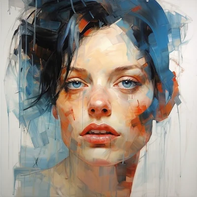 Painting portrait by Jenny Saville. marge simpson