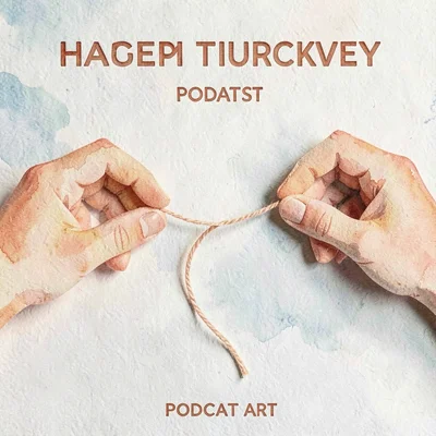 Papercraft show-cover composition of a single dangling thread unspooling between