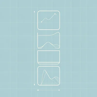 Vertical infographic column of four stacked metric blocks each topped by a tiny