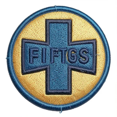 Embroidered patch illustration, First aid cross symbol , merit badge aesthetic, 
