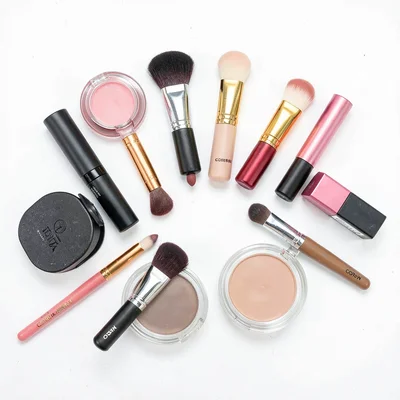 Cosmetics flat lay arrangement