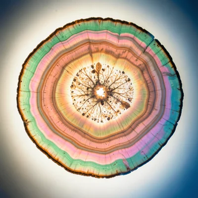 Tourmaline cross-section showing triangular crystal habit, watermelon pink core 