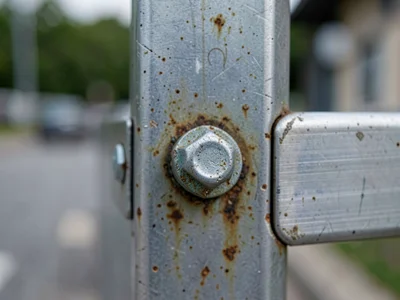 Bus stop shelter bolt, stainless steel meeting aluminum frame