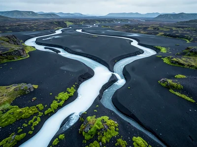 Braided Glacial Rivers Over Black Sandur