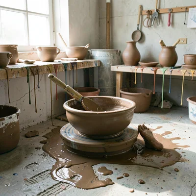 Studio Floor Showing Accumulated Work Evidence