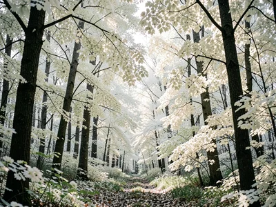 Forest glowing white foliage