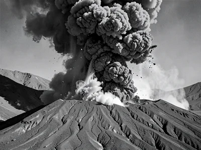 Ash cloud spreading from eruption column