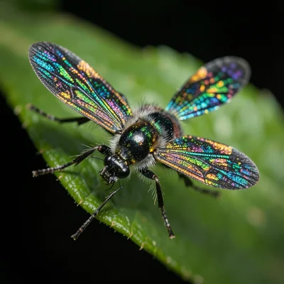 A ladybug mid-launch, elytra spread, hindwings unfolding, against a blurred gree