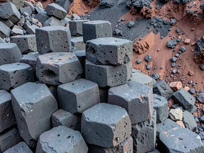 Fresh basalt columns showing dark crystal color