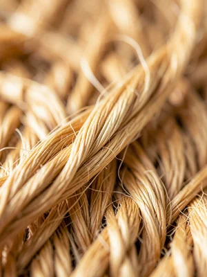 Linen fiber: the stiff, angular fibers with their natural luster, much smoother 