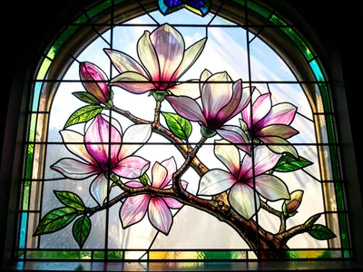 Magnolia blossom stained glass