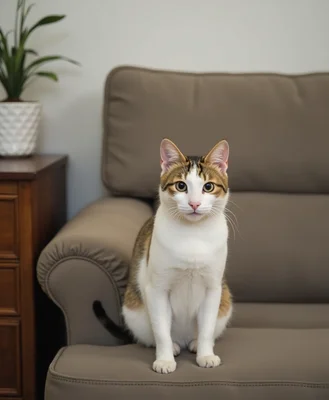 Cat sitting on a couch