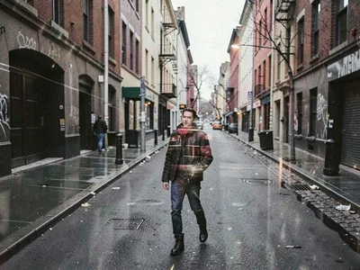 Street with figure passing through