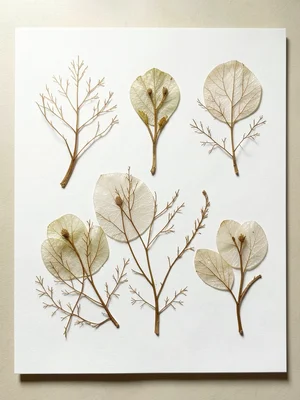 Pressed seaweed specimens: multiple species arranged on white card, the delicate