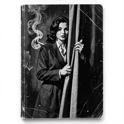 A woman hiding behind curtain