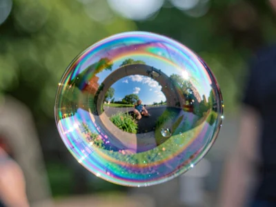Bubble reflection showing distorted world