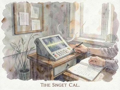 Painterly chapter card for the silent call, an open line glowing on a desk conso