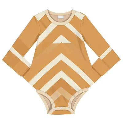 Abstract vector of a folded onesie collapsing into a chevron pattern, warm ochre