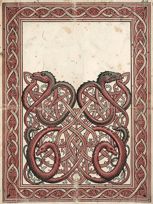 Interlace carpet page — pure knotwork filling rectangular frame, vellum ground