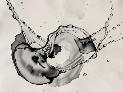 Ink responding to water motion