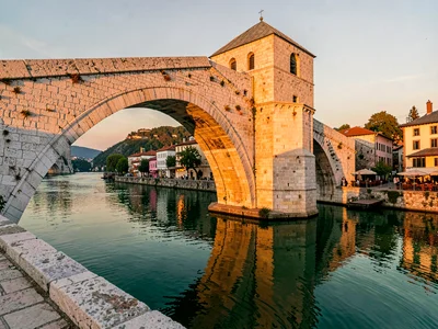 Stari Most at golden hour