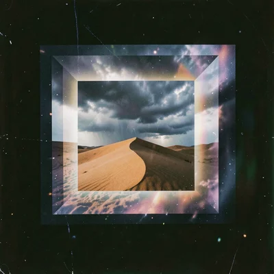 Square within square double exposure, inner filled with sand dune texture, outer