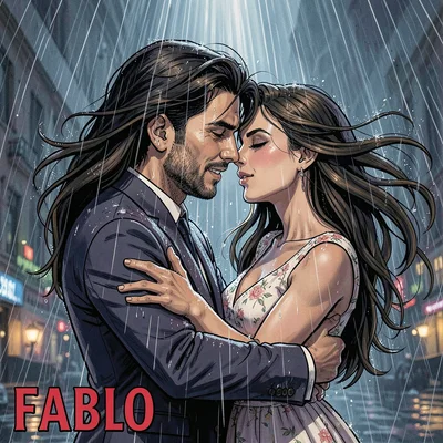 Lovers reunited in rainstorm