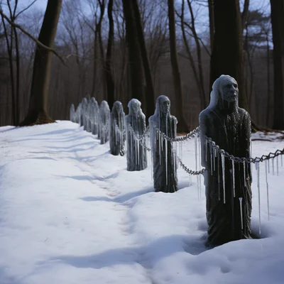 Land Art Photo by Andy Goldsworthy Chains crafted fro