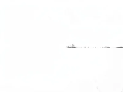 Fence line disappearing into white