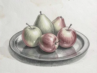 Fruit on pewter plate