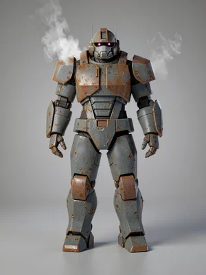 Standing perfectly still in a heavy idle, the assault-pilot's chest plate hisses