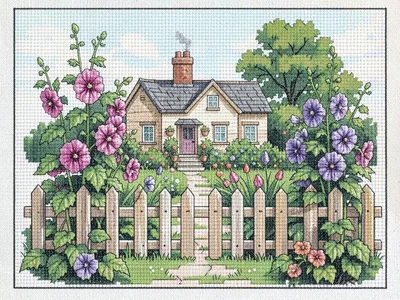 Cross-stitch cottage garden sampler