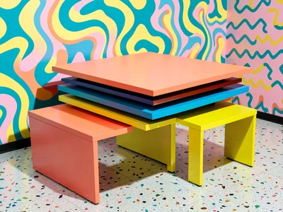Neon-Graduated Memphis Nesting Tables