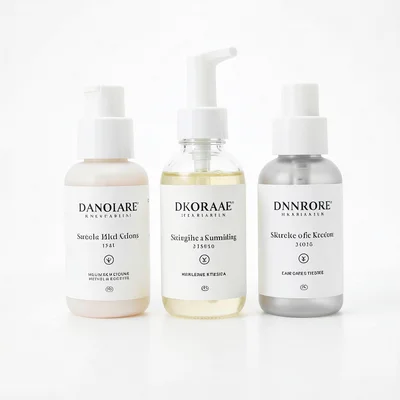 Skincare bottles arrangement