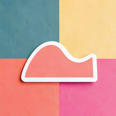 Sticker design study of a stylised wave silhouette on a punchy coral block, hair