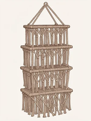Macrame tiered hanging shelves