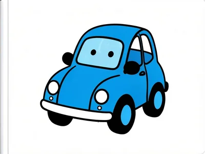 Blue car with round wheels
