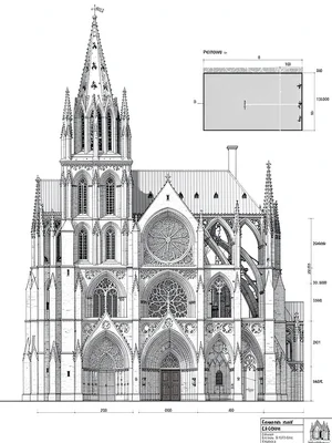 Gothic cathedral elevation drawing