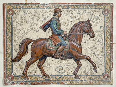 Sgraffito horse and rider