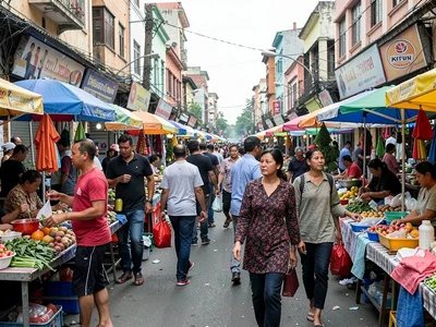 Street market bustle