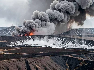 Agricultural land buried in ash
