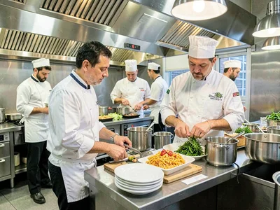 Kitchen staff during service