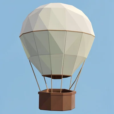 Low-poly illustration, geometric hot air balloon , faceted geometric surfaces, t