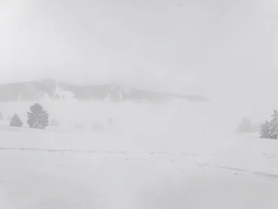 Whiteout with subtle horizon suggestion