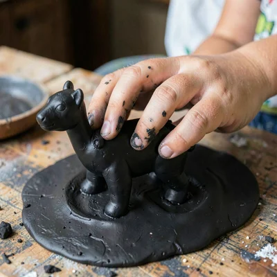 Through Oaxacan black clay vision, barro negro consciousness, A child hands shap