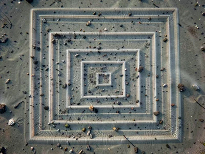 Standing wave pattern creating concentric squares in shallow water