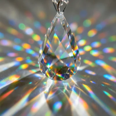 Crystal chandelier pendant macro, single cut-glass teardrop splitting overhead l