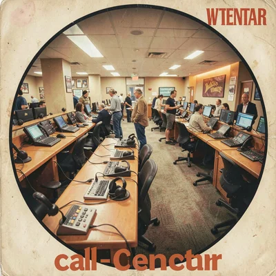 Call center floor with rows of headsets as a marvel of modern industry tourism s