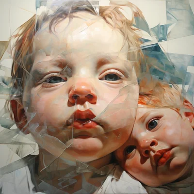Painting portrait by Jenny Saville. babies