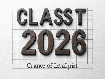 Wood type spelling CLASS OF 2026, inked and ready to print